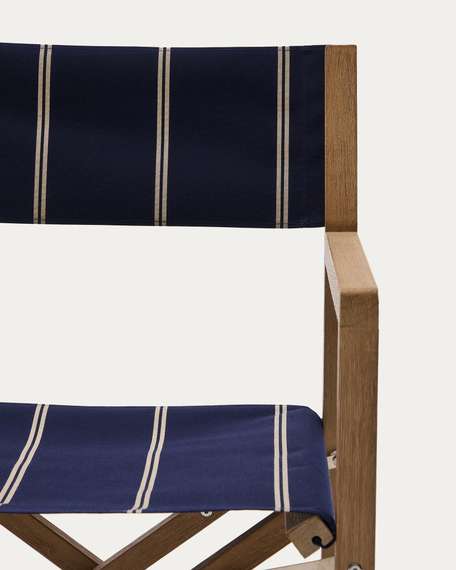 Уличный складной стул Vilara в сине-бежевую полоску из акации