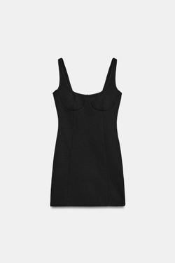 ZARA КОРОТКОЕ ПЛАТЬЕ ИЗ ИНТЕРЛОКА, ЧЕРНЫЙ