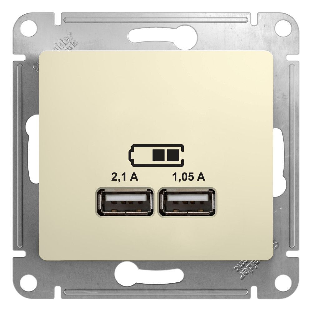 USB Розетка A+A, 5В/2,1 А, 2х5В/1,05 А, механизм, Бежевый GLOSSA SE