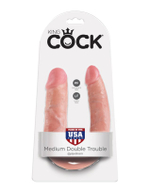 Двусторонний дилдо среднего размера телесный King Cock U-Shaped Medium Double Trouble