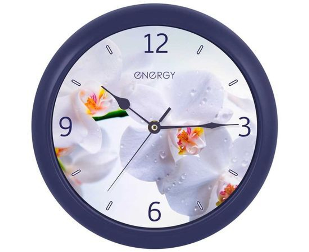 Часы настенные Energy EC-110 Орхидея 25*3,8см (круглые)плавный ход, пластик, АА*1шт нет в компл