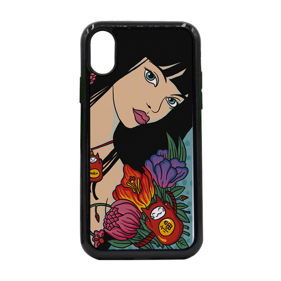 Чехол пластиковый для айфона X/XS "Девушка и манеки-неко"