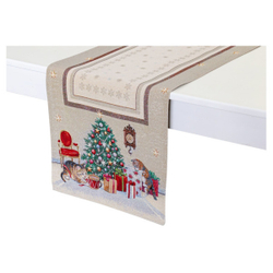 Дорожка для стола 40х100см Mix&Match Home Котята у камина бежевая