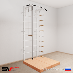Шведская стенка Sv Sport усиленная 6164 (Турник стандарт/Канат/Лестница/Трапеция/Мат 1м)