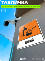 Табличка для обеспечения безопасности "Едкий", для производства, предприятия, организаций, 40х30 см, Silver Plane x Айдентика Технолоджи