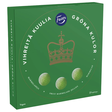 Финский мармелад Fazer Green Balls 500 г, мягкие и сладкие Grona Kulor очаровывают вкусом свежей груши