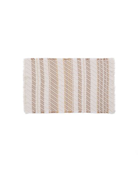 Коврик для ванной Milda из 100% хлопка белого и бежевого цвета с бахромой 50 x 70 см