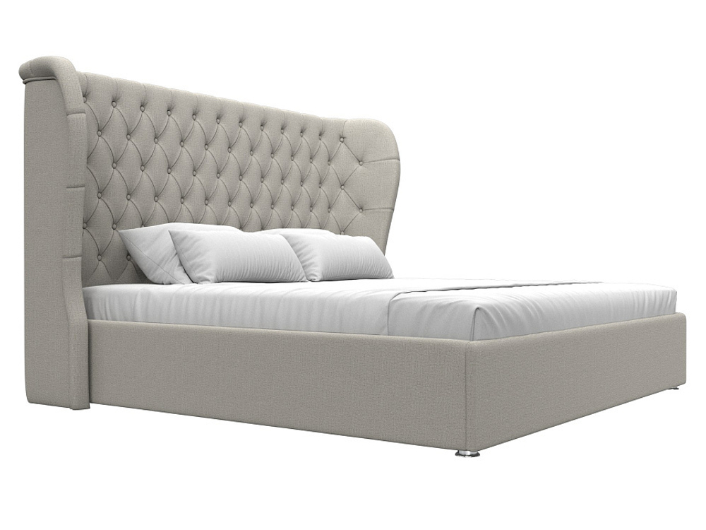 Кровать интерьерная Далия 200, Амур 02 бежевый, Рогожка, 123079