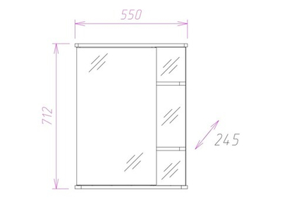 Зеркальный шкаф Onika КАРИНА 55.01 правый