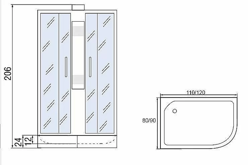Душевая кабина Мономах МЗ 24 110x80 без крыши
