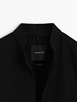 Massimo Dutti Длинное пальто с воротником-стойкой, черный