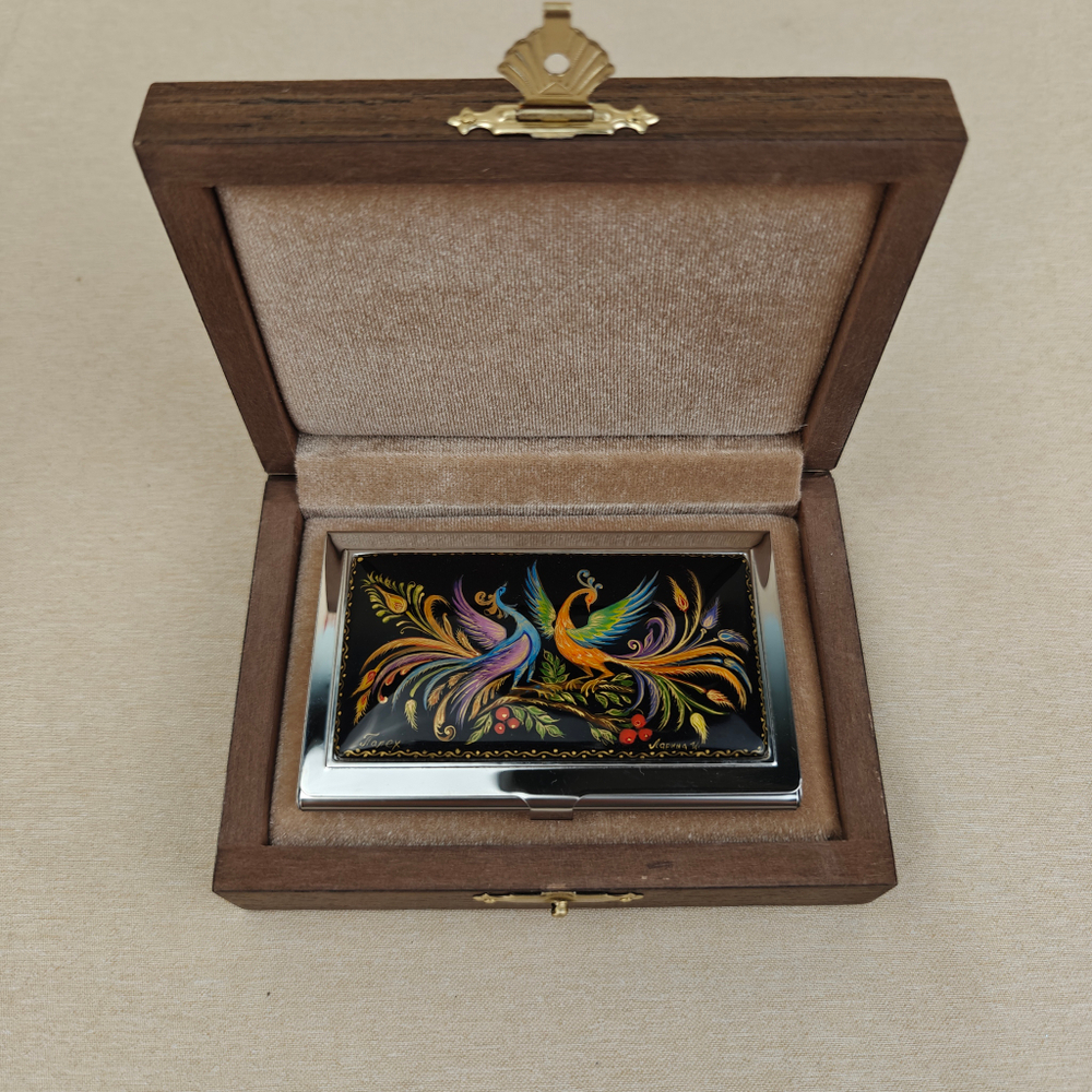 Визитница "Две Жар-птицы" (роспись Палех)