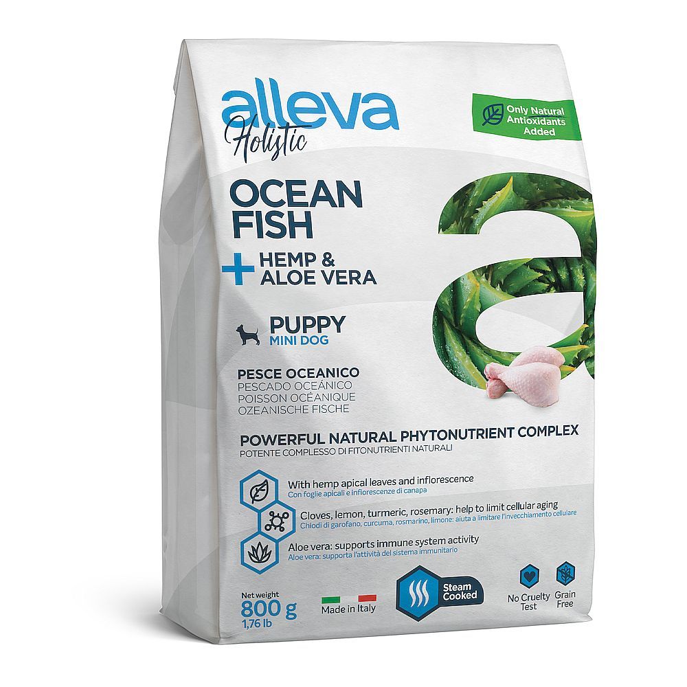 Сухой корм для щенков и юниоров мелких пород Аллева Холистик с океанической рыбой, коноплей 800 г (УЦЕНКА) Сухой корм для щенков и юниоров мелких пород Аллева Холистик с океанической рыбой, коноплей 800 г (УЦЕНКА)