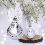 Ёлочная игрушка «Счастливый лось» 13 см (2 шт), серебро