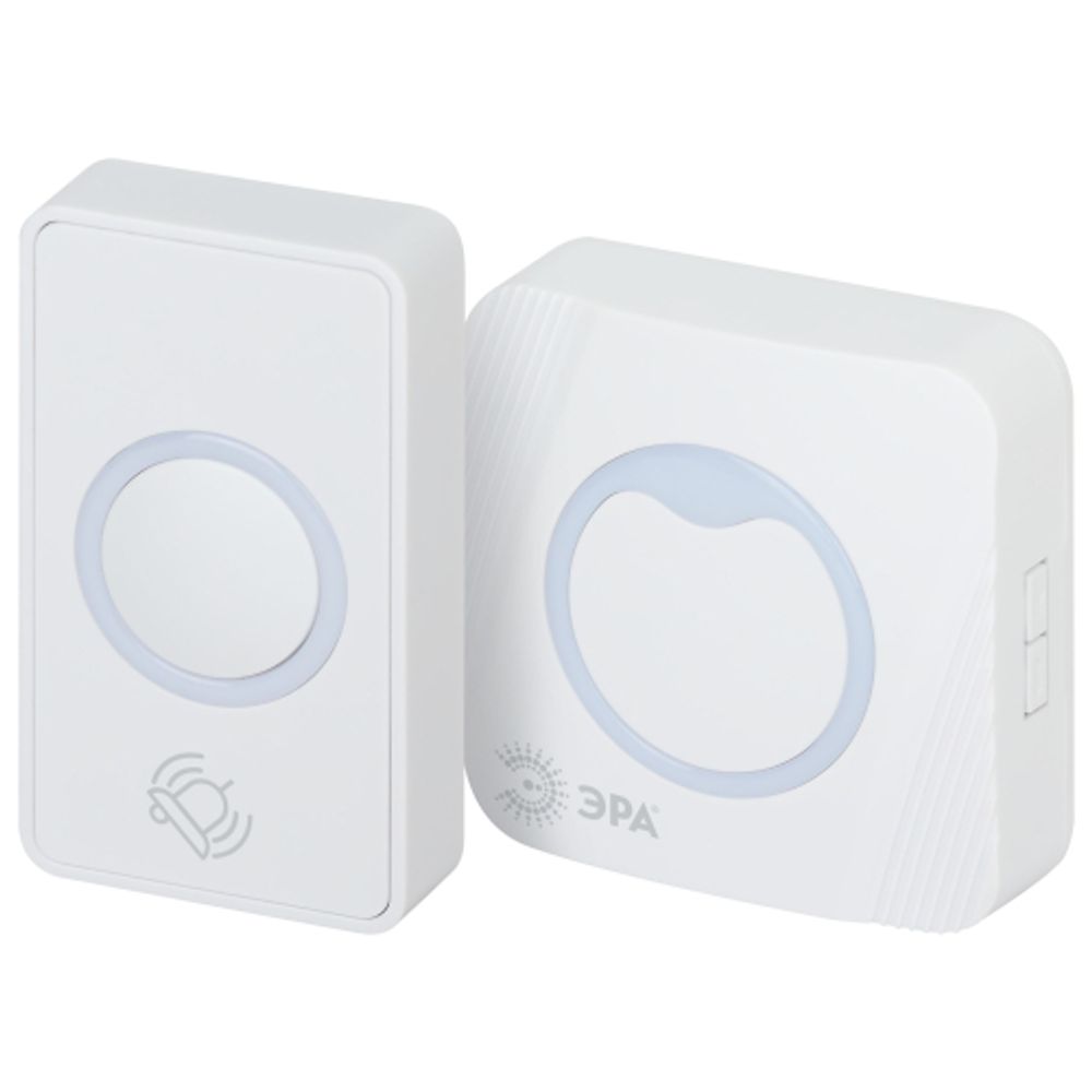 Звонок дверной ЭРА POLYCOLOR C100 беспроводной RGB подсветка белый 36 мелодий | Электрозвонки беспроводные