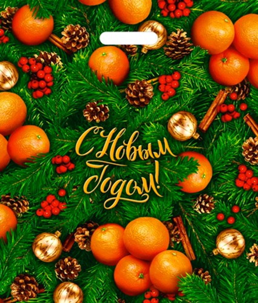 Новогодние пакеты &quot;Спелая зима&quot; 40х47+6см 45мкм (50/500шт)