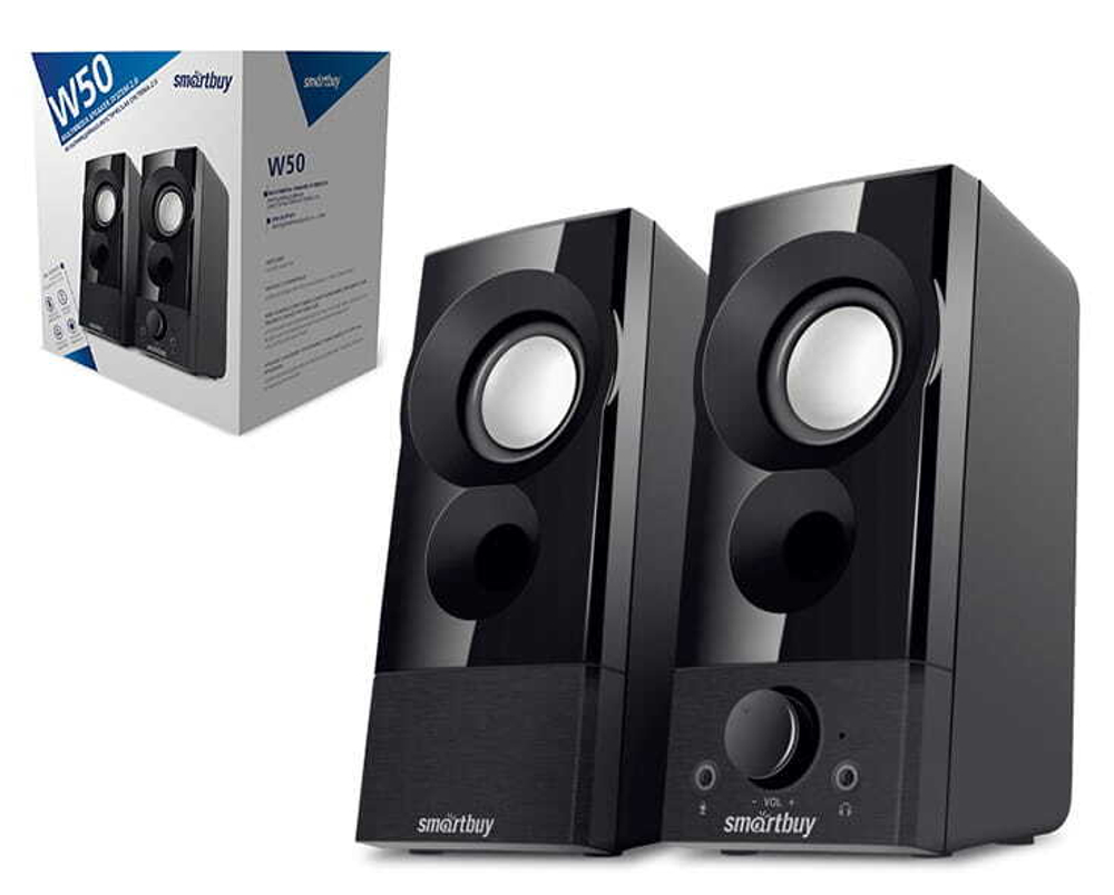 Компьютерные колонки 2.0 SmartBuy W50, мощность 6Вт, USB,черные (SBA-4900)
