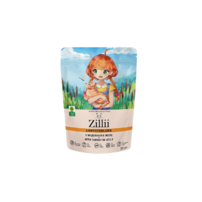 Влажный корм для кошек ZILLII (Зилли) Sterilized Light Cat Turkey 0,085кг индейка в желе для кошек. 12 штук