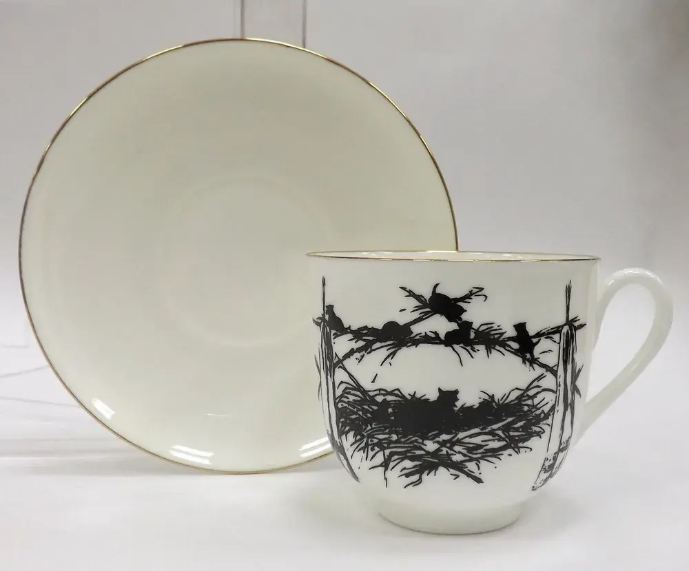 Чашка с блюдцем кофейная ф. Ландыш рис. Силуэты. Котята арт. 81.17258.00.1