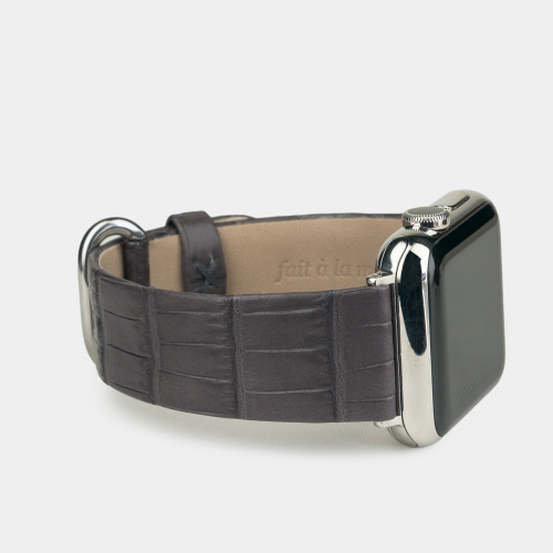 Ремешок для Apple Watch 40/41mm ST Classic из кожи крокодила, серого цвета