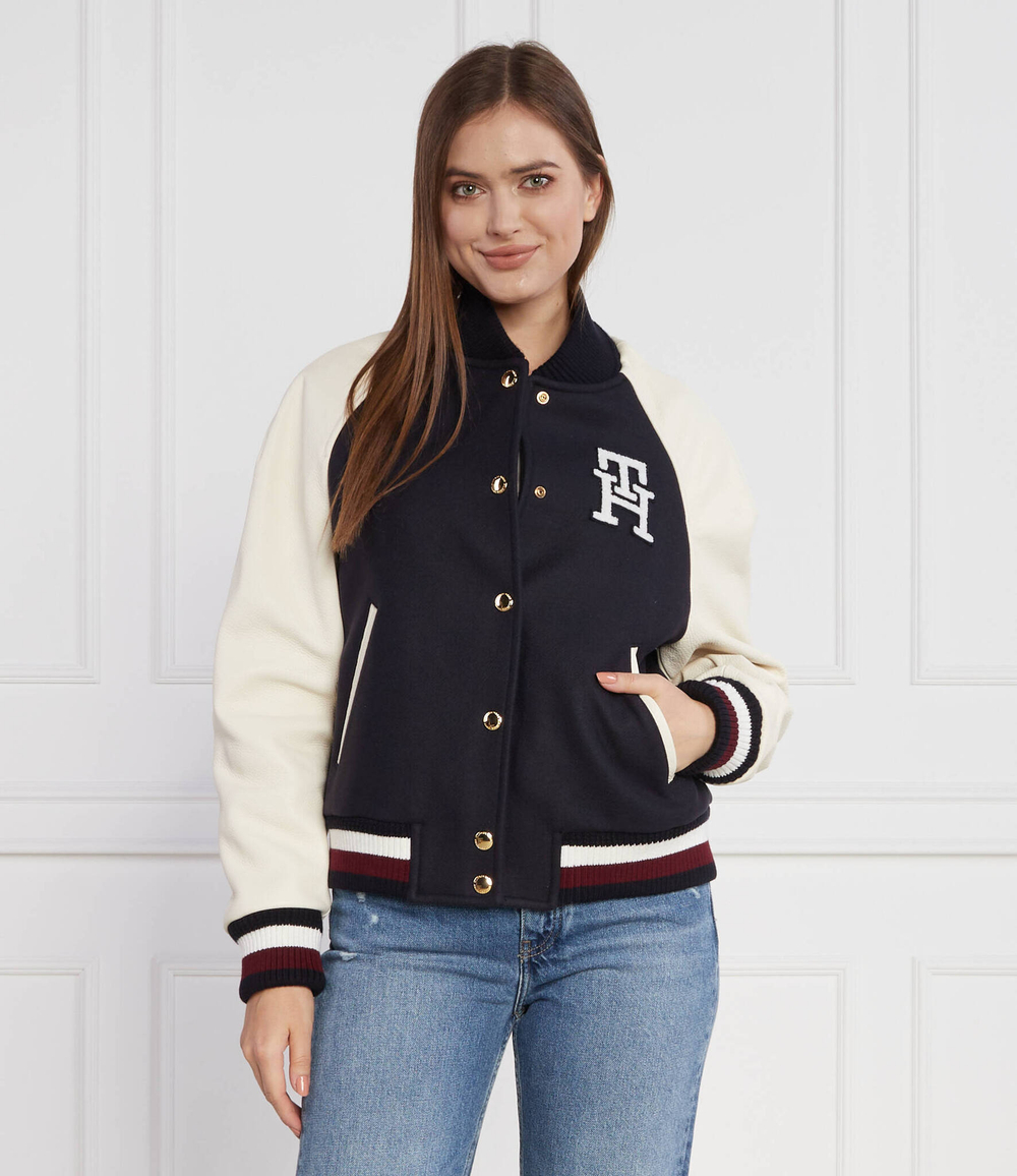 хлопковая куртка imd leather wool blend bomber Tommy Hilfiger - темно-синий(WW0WW39152)