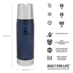 Термос Stanley Classic (0,47 литра), синий