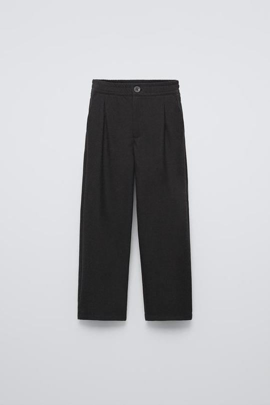 ZARA БРЮКИ С ЗАЩИПАМИ, СЕРЫЙ