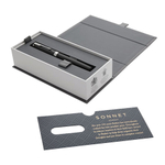 Ручка-роллер PARKER "Sonnet Core Matt Black CT", корпус черный матовый лак, палладиевые детали, черная, 1931523