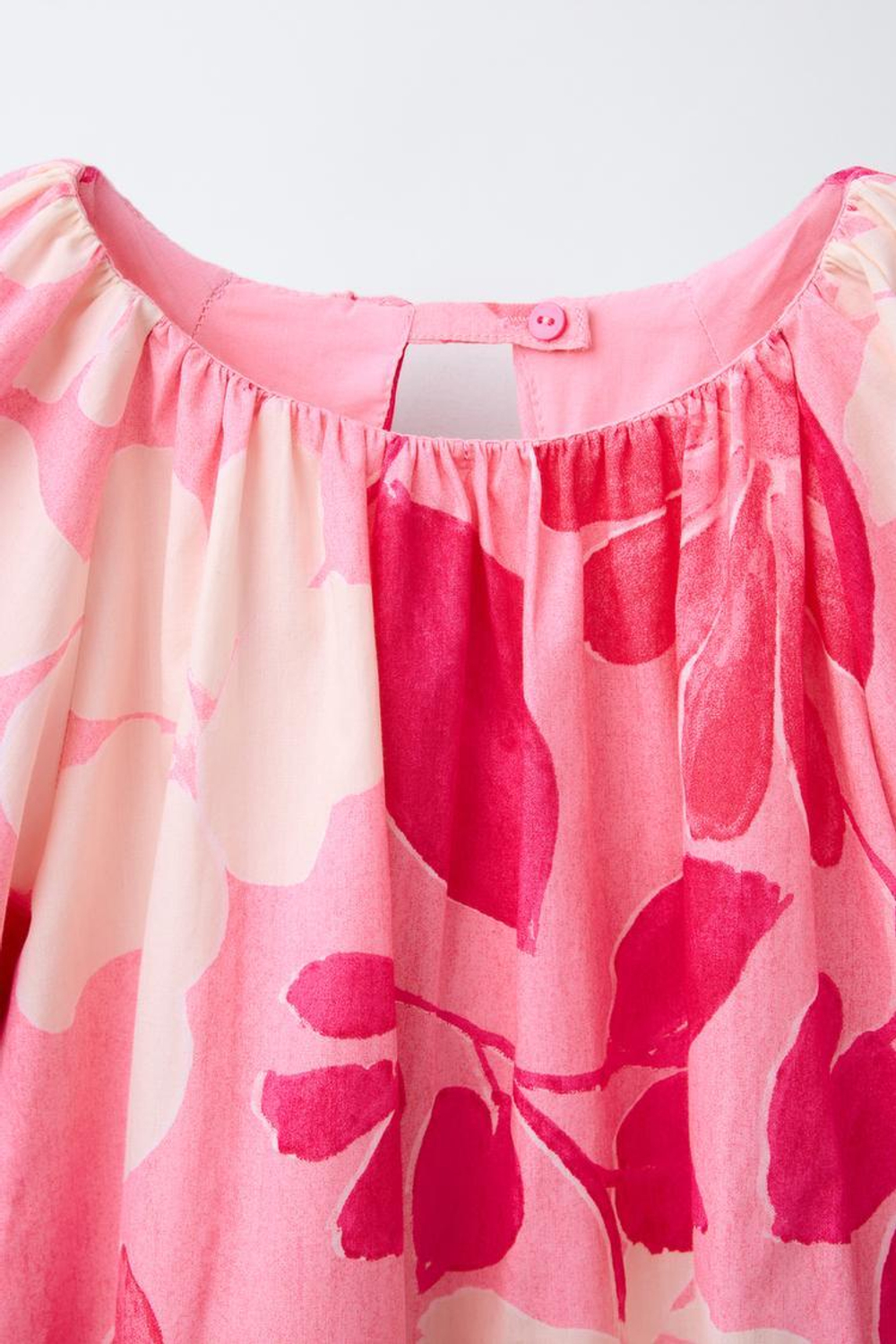 ZARA ОБЪЕМНОЕ ПЛАТЬЕ С ЦВЕТОЧНЫМ ПРИНТОМ, РОЗОВЫЙ