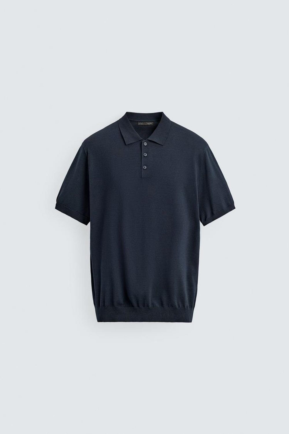 ZARA ПОЛО ИЗ ЛЕГКОГО ТРИКОТАЖА, МОРСКОЙ СИНИЙ