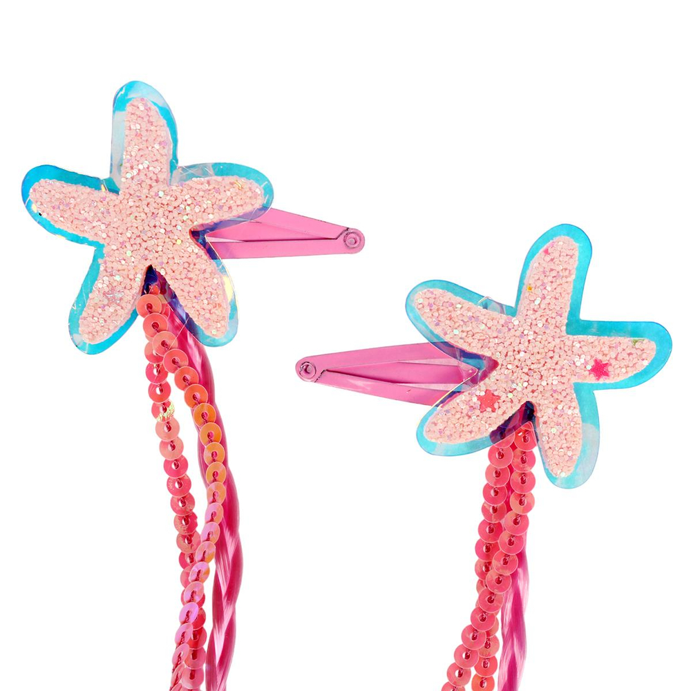 Заколки 2 шт с бантом с блестками, блистер с-30965