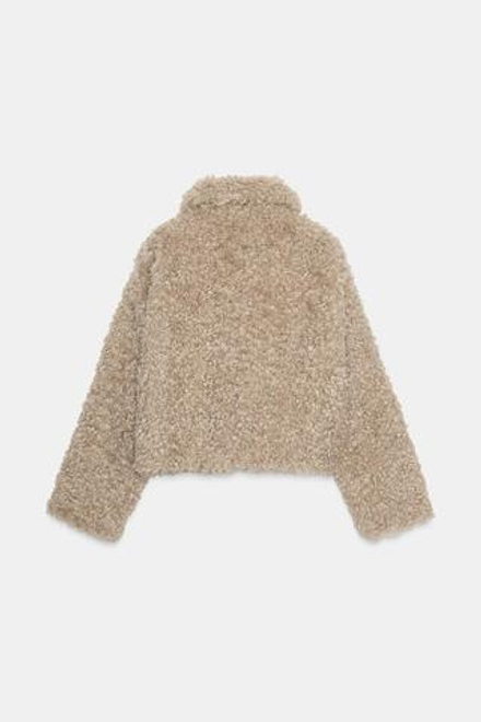 ZARA ШУБА ИЗ ИСКУССТВЕННОГО МЕХА С ЗАСТЕЖКАМИ-ТОГГЛ, РЫЖЕВАТО-КОРИЧНЕВЫЙ