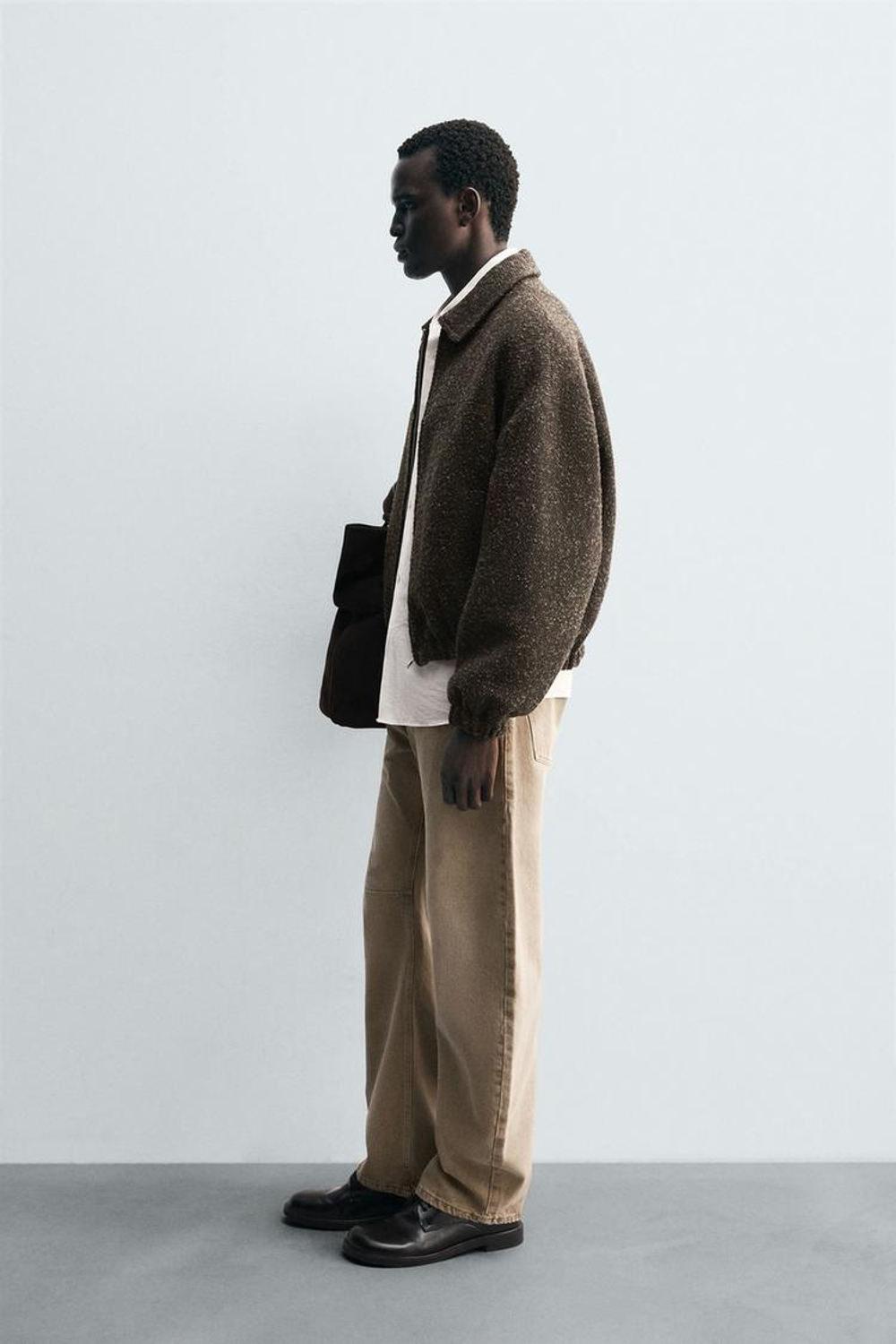 ZARA КУРТКА БУКЛЕ, ТЕМНО-ЗЕЛЕНЫЙ