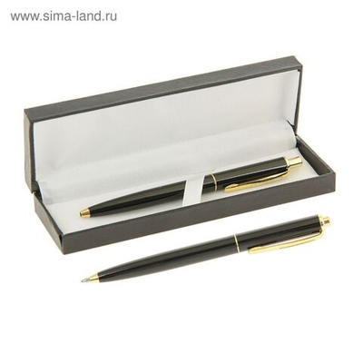 Ручка подарочная, шариковая, автоматическая Джокер , в кожзам футляре, чёрный с золотом