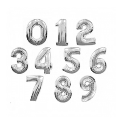 Шары цифры гелиевые Серябряные 102см