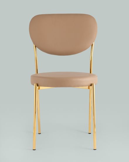 Стул Барбара NEW экокожа бежевая золотые ножки