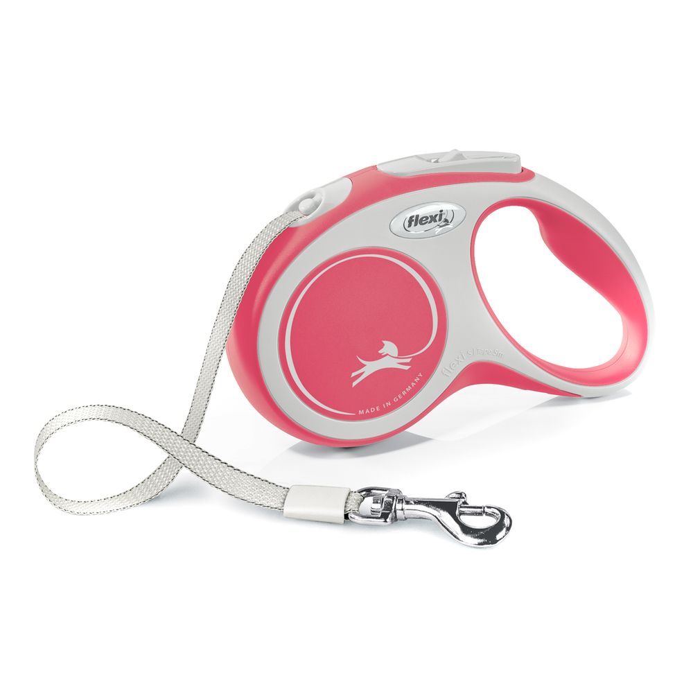 Рулетка flexi NEW LINE Comfort S (до 15 кг) лента 5 м серый/красный