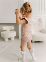 Боди c кружевной спинкой с кор.рукавом, Пудровый