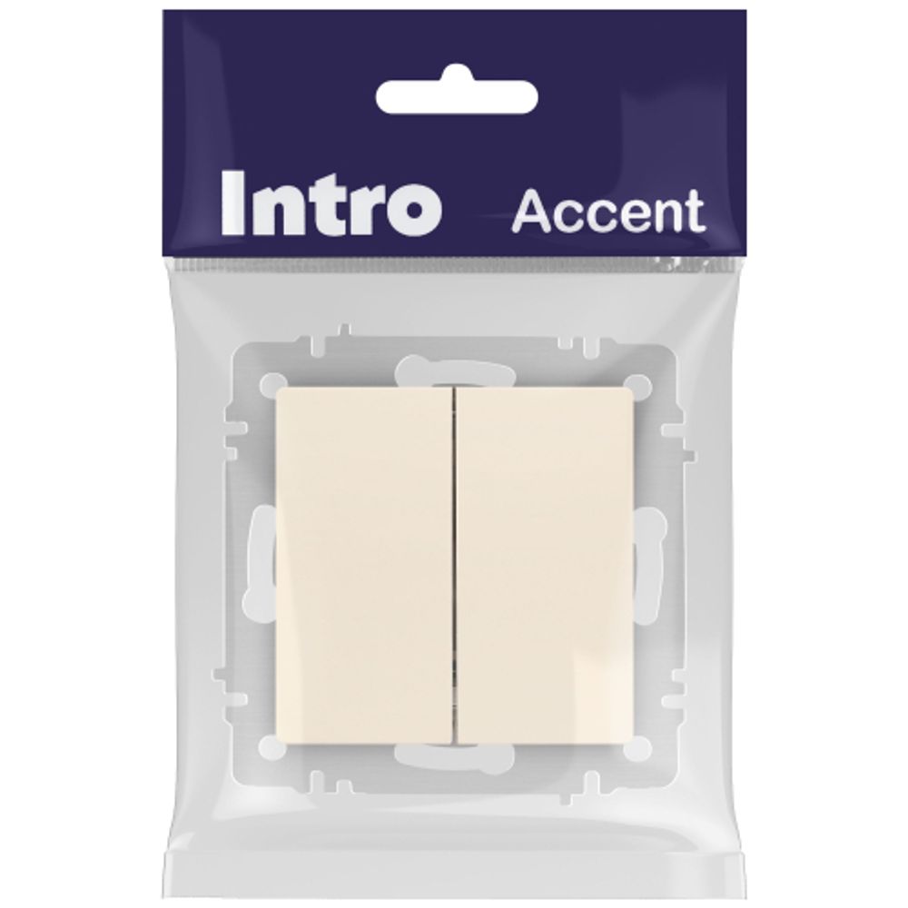 Выключатель Intro Accent 6-104-02 двойной, 10А-250В, IP20, СУ, AL/CU, слоновая кость