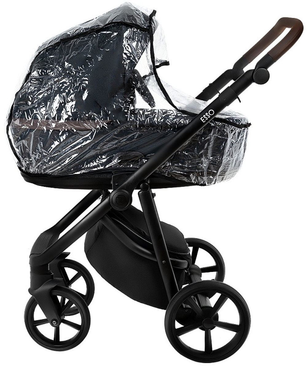 Детская коляска Roan Esso 2025 3 в 1 с автокреслом Tutis Elo Black ESS111/1 Caviar/Black