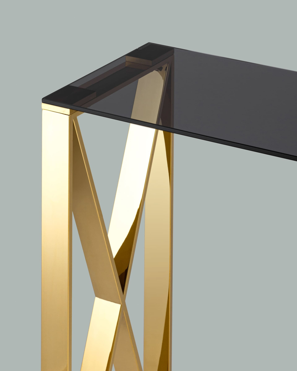 Консоль КРОСС 115*30 золото стекло smoke