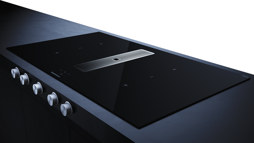 Индукционная варочная поверхность с вытяжкой Kuppersbusch с ручками из нержавеющей стали KMI 9850.1 SR-E Silver Chrome