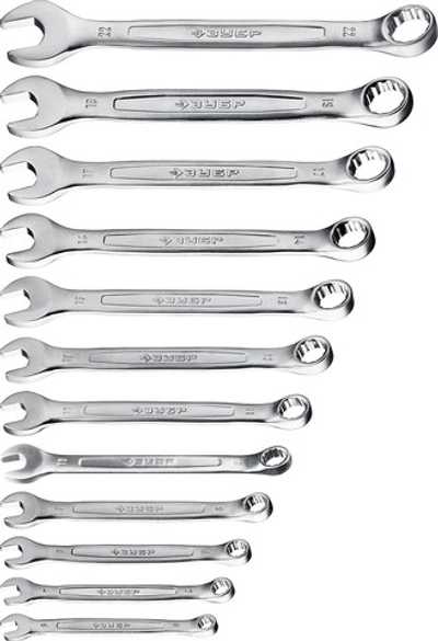 ЗУБР 12 шт, 6 - 22 мм, набор комбинированных гаечных ключей, Профессионал (27088-H12)