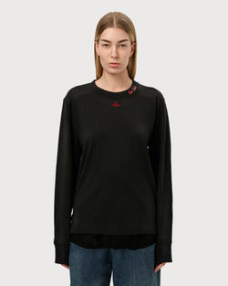 VIVIENNE WESTWOOD RED LABEL ЛОНГСЛИВ ЧЕРНЫЙ С ВЫШИВКОЙ В ВИДЕ ЛОГОТИПА БРЕНДА