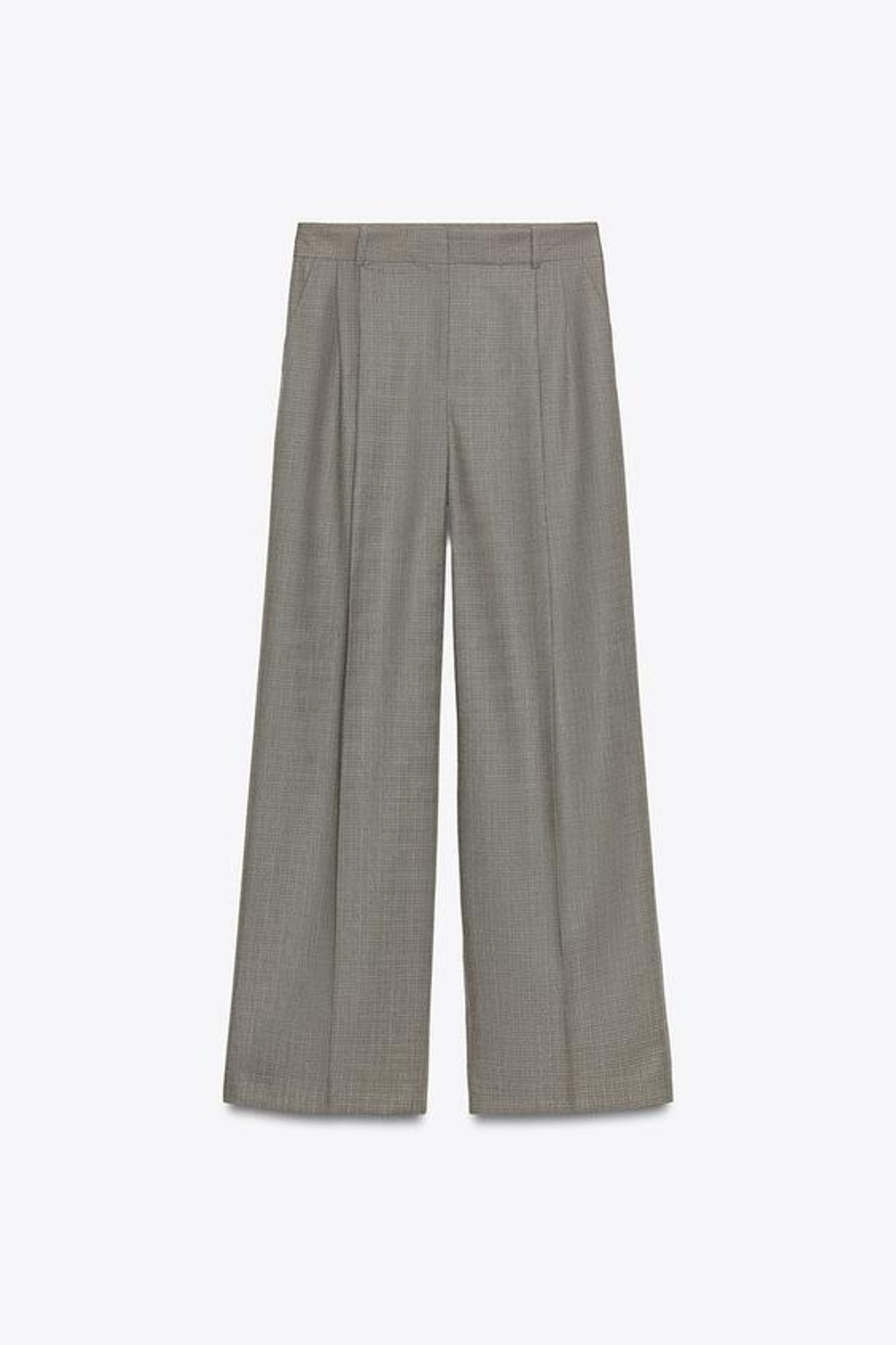 ZARA ШИРОКИЕ БРЮКИ С ЗАЩИПАМИ, ПЕСОЧНЫЙ / ЧЕРНЫЙ