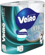 Бумага туалетная VEIRO DELICATE, белая, 3 слоя, 4 рул