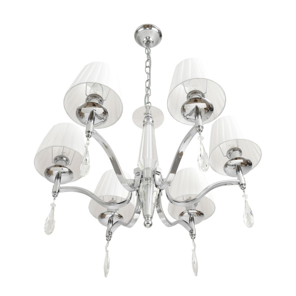 8316/6 CLASSI LN26 хром/белый, металл/хрусталь/текстиль Люстра E14 6*40W 220V MAGDA