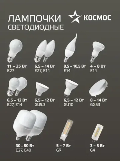 Светодиодная лампа КОСМОС HW LED Т80 30Вт E27, холодный дневной свет, аналог лампы 200Вт.