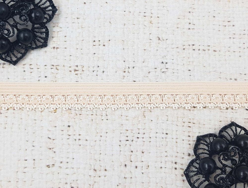 Резинка бельевая ажурная, ш. 1,2 см, кремовый