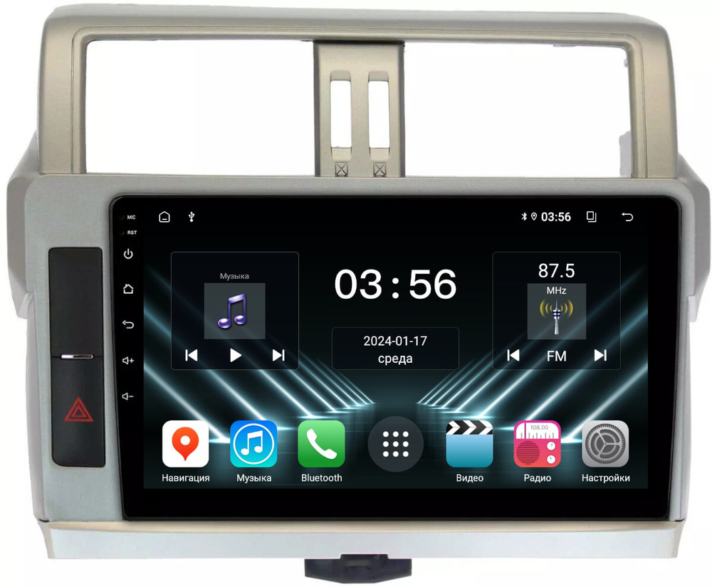 Магнитола для Toyota Land Cruiser Prado 150 2014-2017 - FarCar DX347/531M монитор 10" IPS на Android 13, 4+64Гб, CarPlay